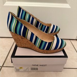 Nine West Multicolor Striped Wedges